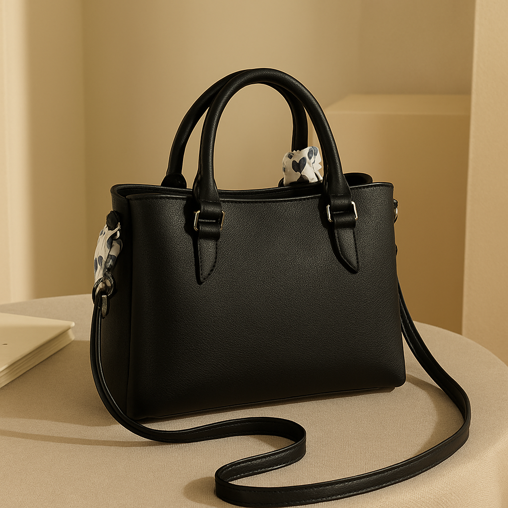 Solid Structured Handbag with Adjustable and Detachable Sling Strap for Women