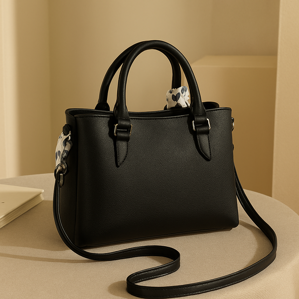 Solid Structured Handbag with Adjustable and Detachable Sling Strap for Women