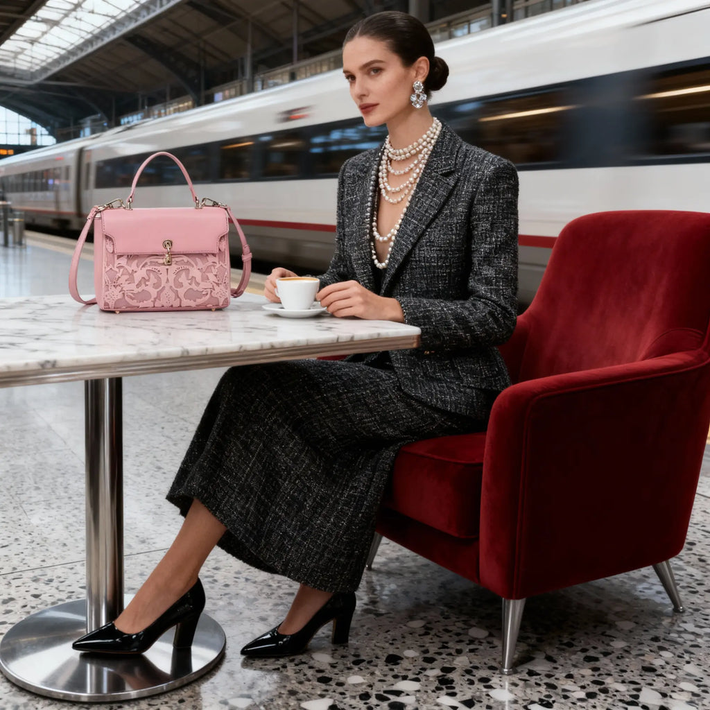 EMPORIO EMBOSSED MESSENGER HANDBAG